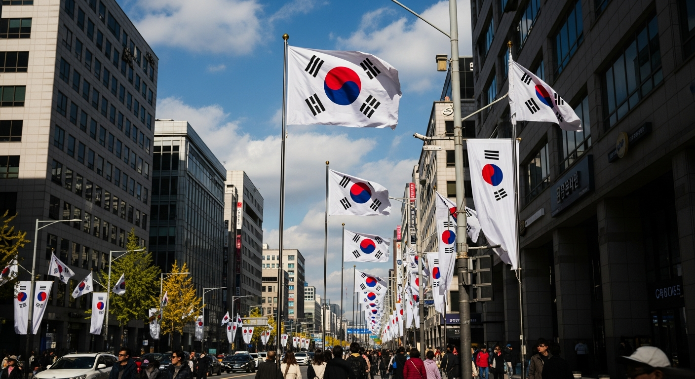 광복절 대체공휴일 거리 태극기