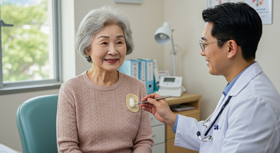 초고령화인 할머니가 건강검진 받는 이미지