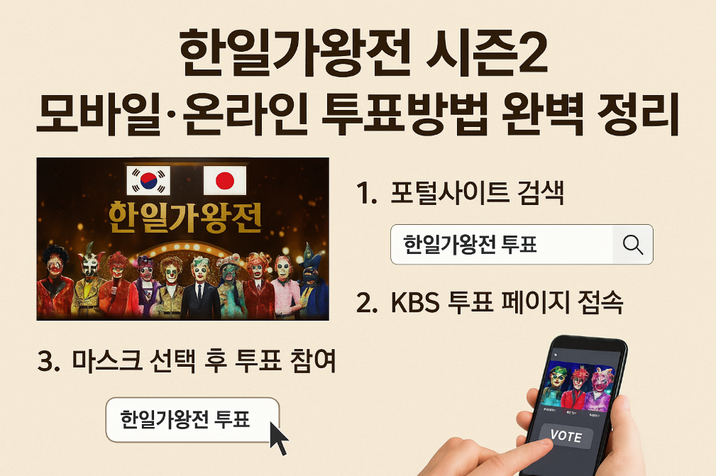 한일가왕전 시즌2, 모바일&middot;온라인 투표방법 완벽 정리