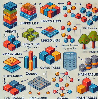 자료구조의 종류와 방식에 대한 간략하게 설명한 이미지
