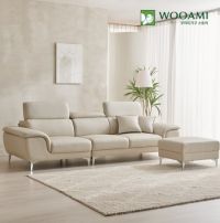 우아미가구 레브 4인용 무빙헤드레스트 가죽 소파+스툴 2color