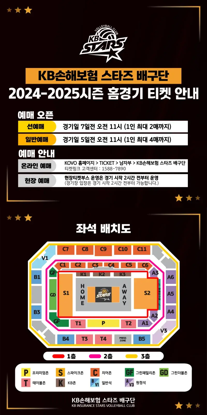 KB손해보험 스타즈 2024-2025시즌 티켓 가격, 의정부 실내체육관 좌석배치도, 할인 및 무료입장 안내