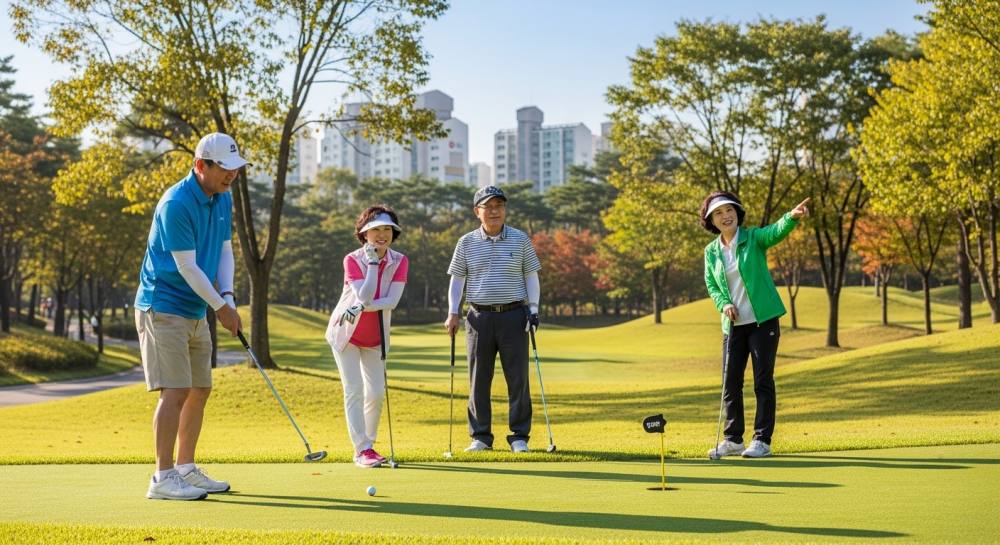 파크골프를 즐기는 중장년층 사진