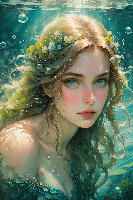 Playground AI로 생성한 그림(2) - 청초한 인어