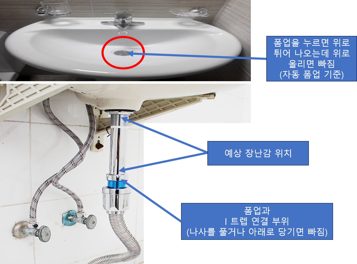 세면대 구조 및 장난감 예상 위치 참조 사진