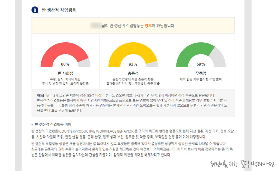 현대자동차 그룹 인성검사 후기 - 반 생산적 직업행동