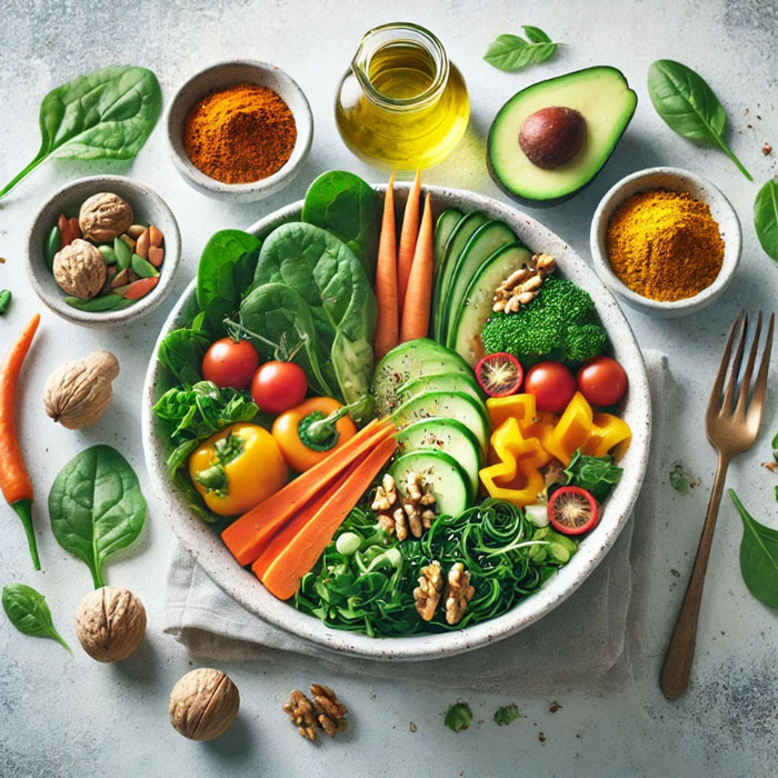 샐러드 식단 - 항염 식품 여러 가지