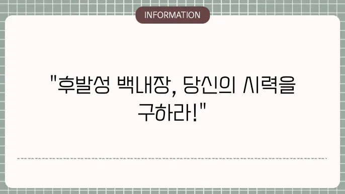 후발성 백내장 수술 치료: 