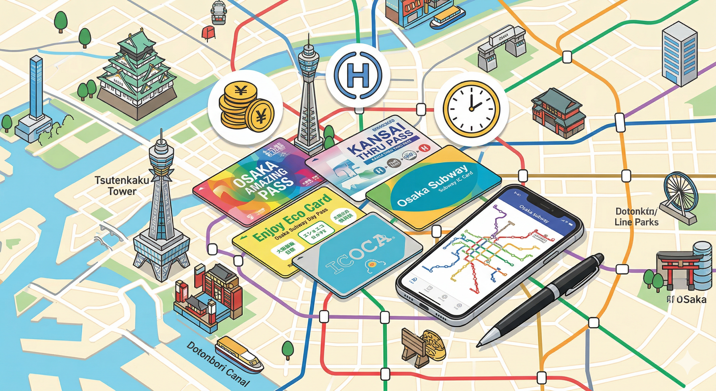 오사카 지하철 노선도 PDF 다운로드 한글 일본 여행 가이드