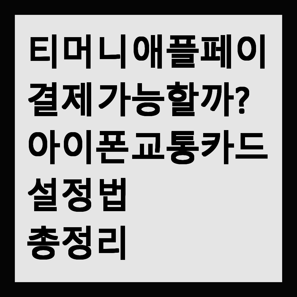 티머니 애플페이 결제 가능할까? 아이폰 교통카드 설정법 총정리