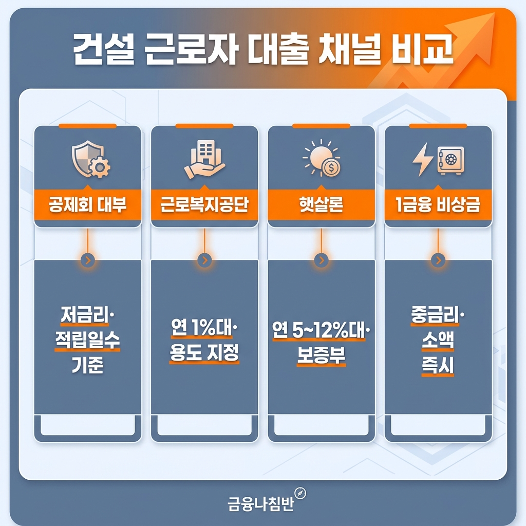 건설 근로자 대출 채널 비교