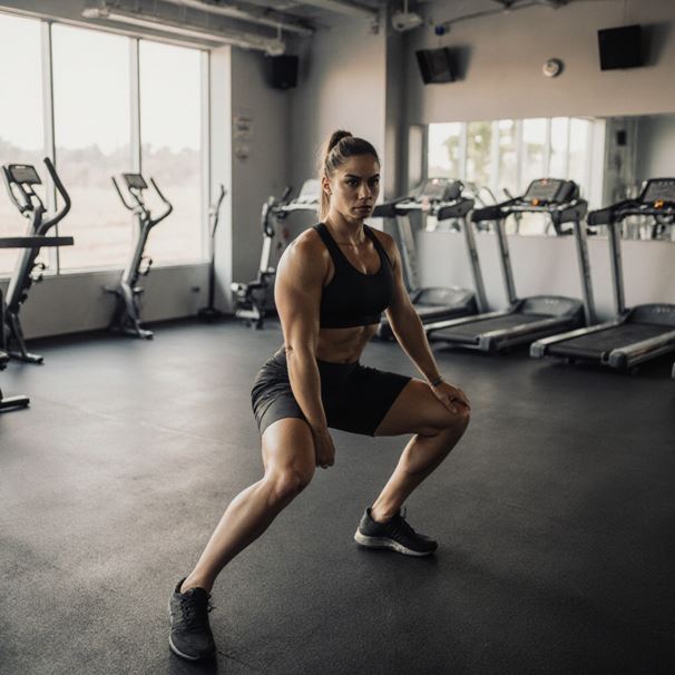 헬스장에서 운동하고 있는 여성의 모습