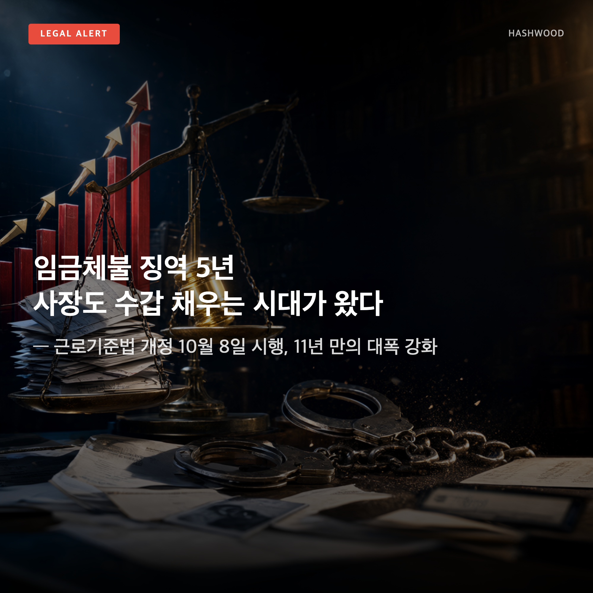 그림: 임금체불 징역 5년 사장도 수갑 채우는 시대가 왔다 — — 근로기준법 개정 10월 8일 시행, 11년 만의 대폭 강화