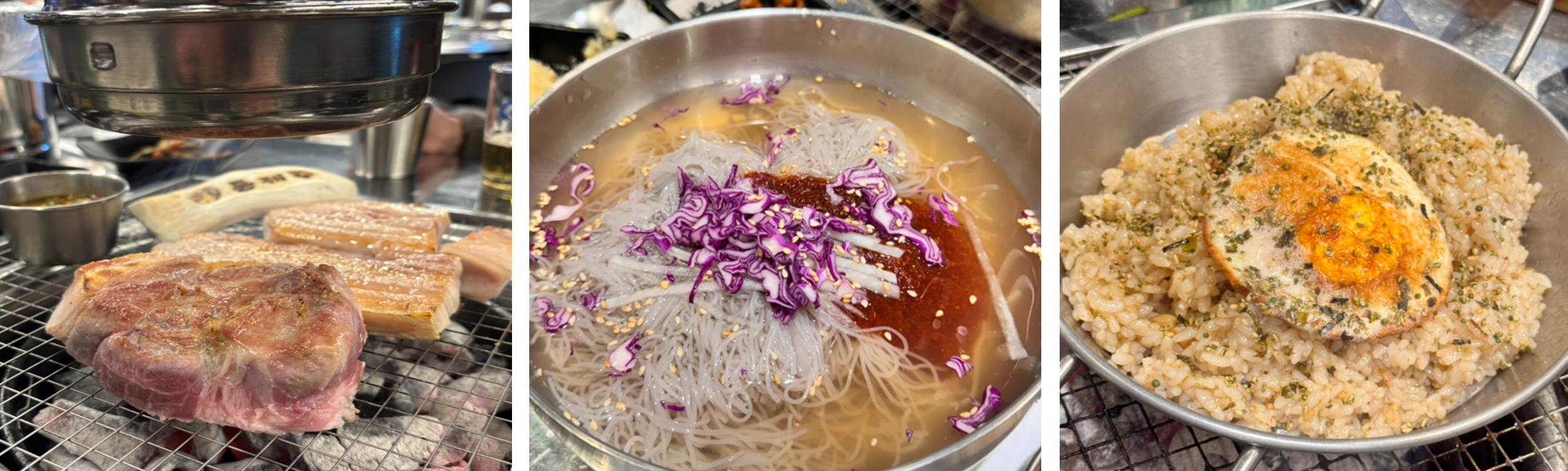 돈제주 고기,반반냉면,멸젯볶음밥