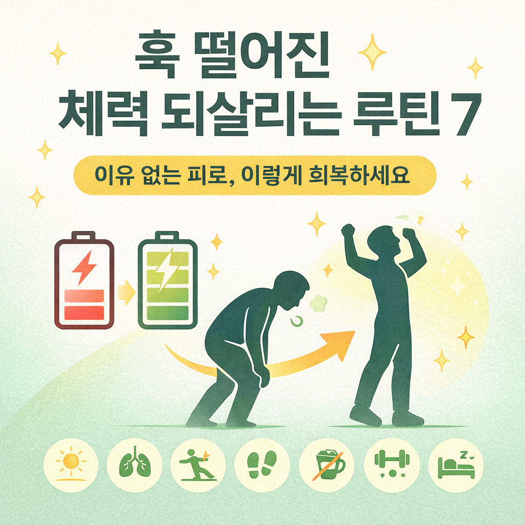 훅 떨어지는 체력 되살리는 루틴 7가지 / 이유 없는 피로를 끊는 생활 회복 전략