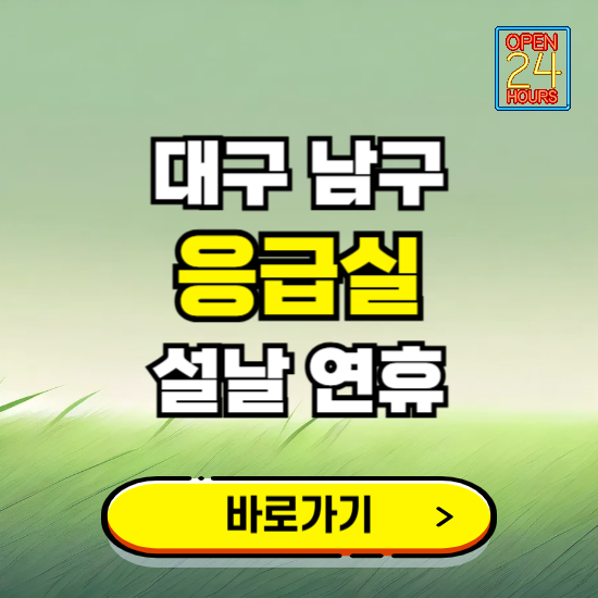 대구 남구 설날 연휴 비상진료 응급실 병원 찾기 ❘ 내근처 24시 야간 심야 휴일 가능한 곳