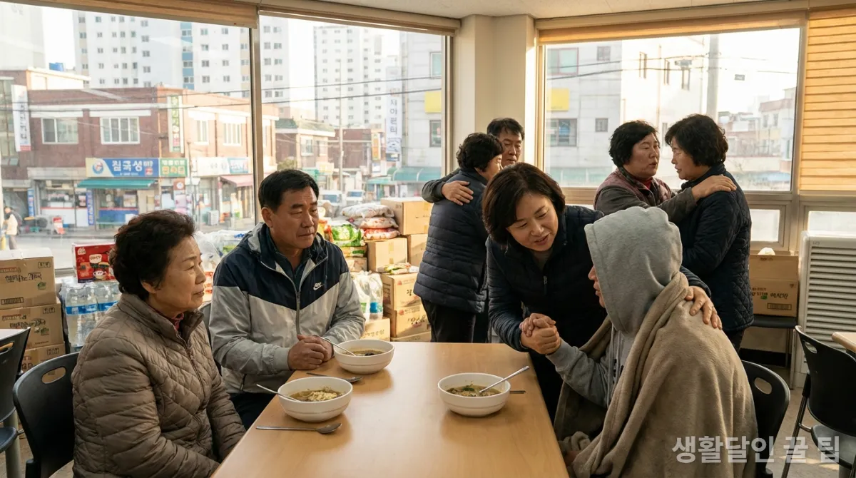 어려움에 처한 한국 가구가 도움을 받는 모습