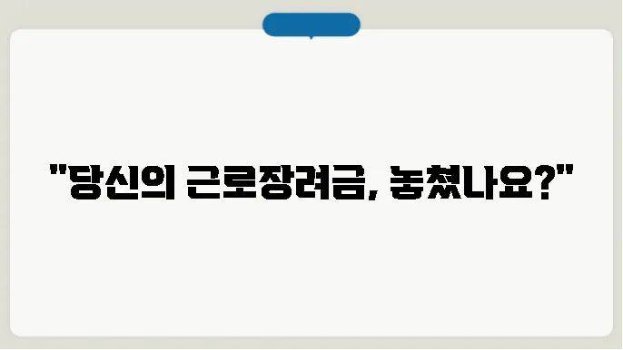 근로장려금 놓쳥8 기월 확인