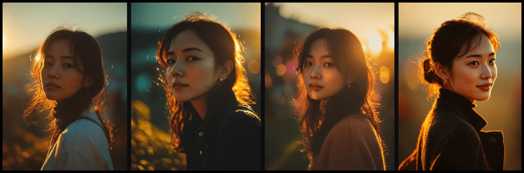 골든 아워 감성으로 표현된 실사 스타일 초상화_Midjourney