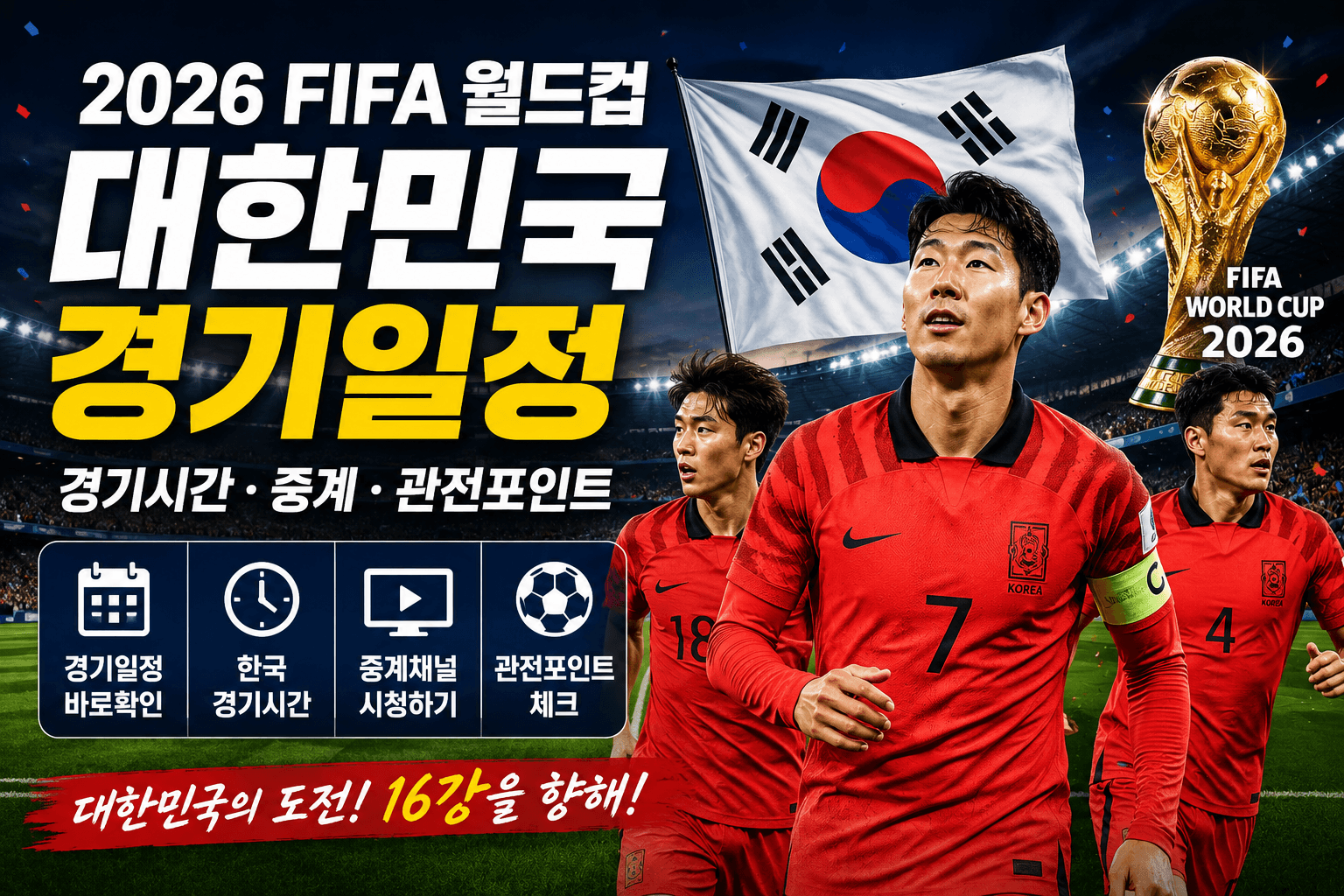 2026 대한민국 월드컵 경기 일정 총정리｜한국 경기시간&middot;중계&middot;관전포인트