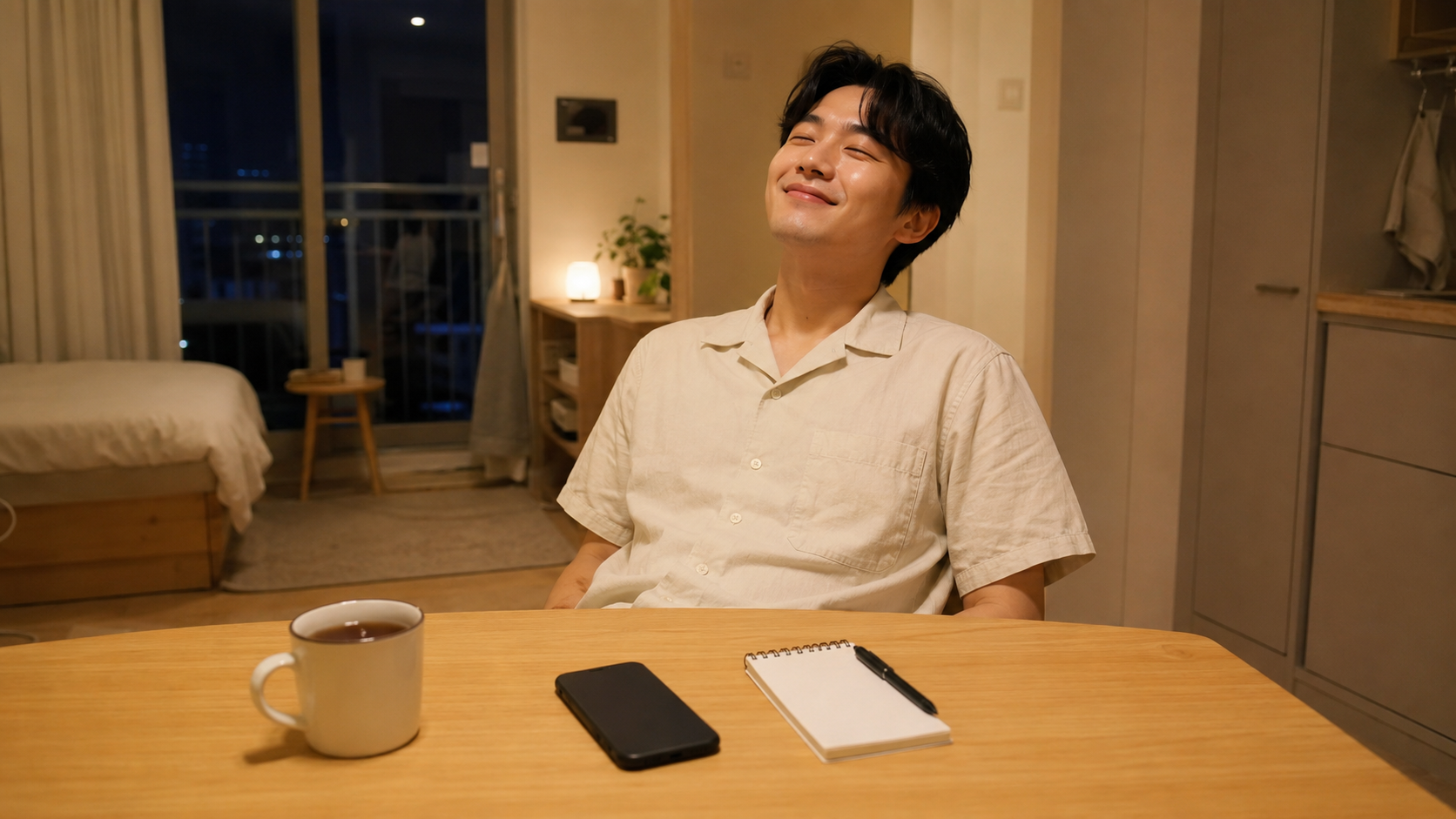 찾은 돈을 확인하고 홀가분해진 저녁 식탁