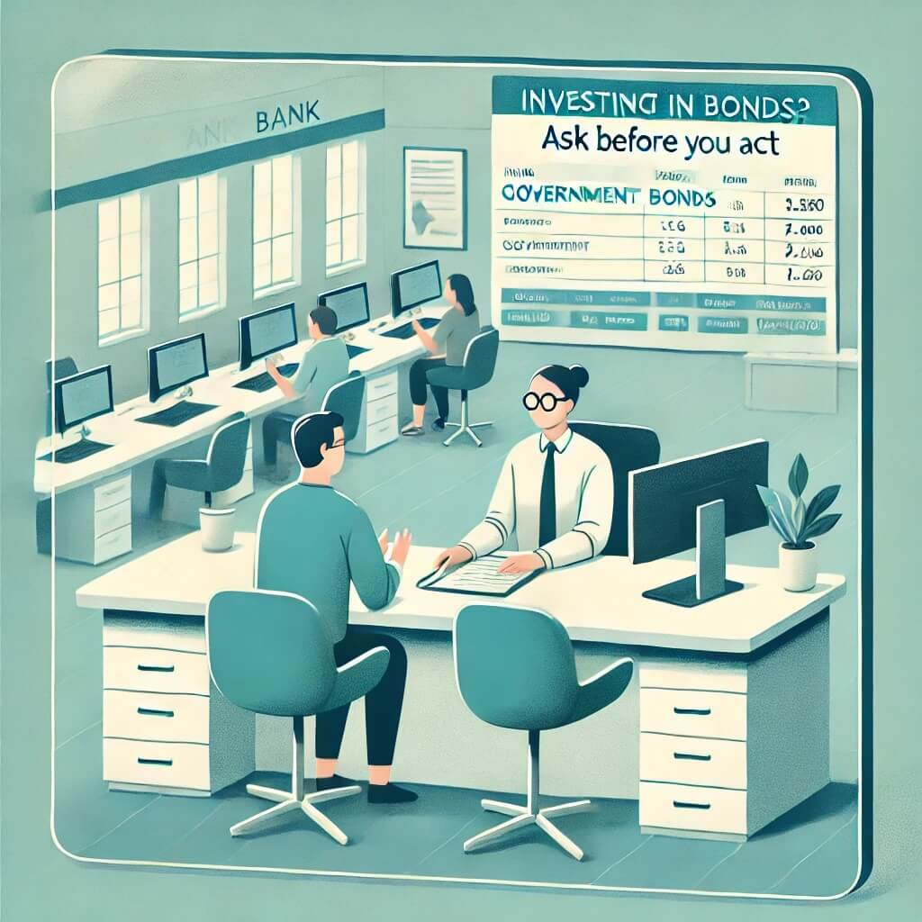 은행 창구에서 상담 받는 사람