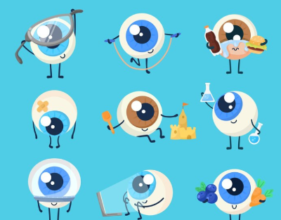 재밌게 놀고 있는 귀여운 눈알 일러스트 - 출처 : 무료 이미지 사이트