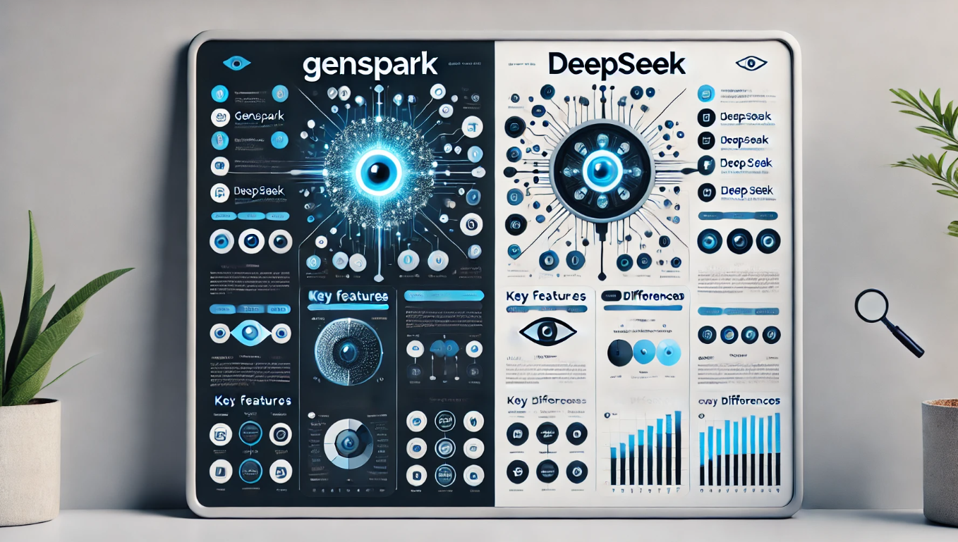 두 개의 AI 검색 엔진 비교표, 깔끔한 디자인과 직관적인 인터페이스 강조