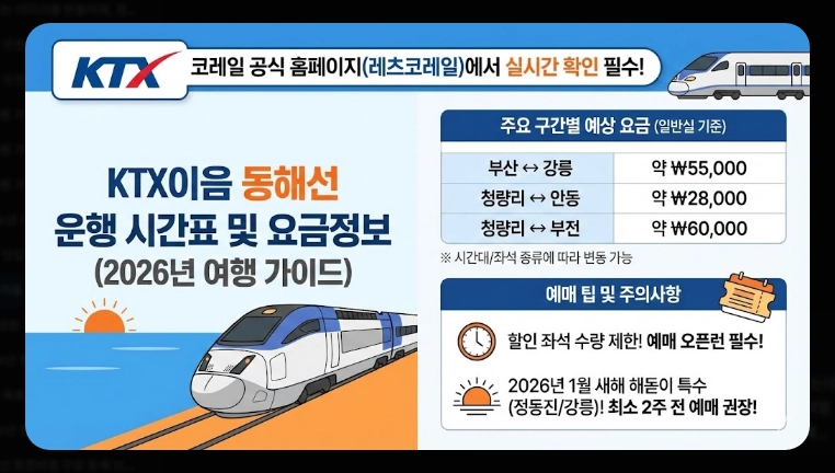 KTX이음 활용법 동해안 기차 여행 꿀팁