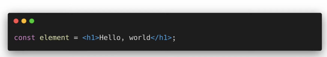 JSX 코드로 작성된 element 변수를 리액트 엘리먼트로 변환하는 코드 화면