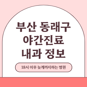 부산 동래구 야간진료 내과 병원 (18시 이후 늦게까지하는 병원)