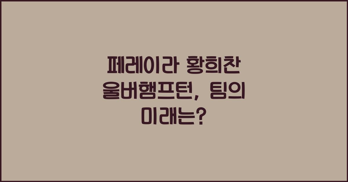 페레이라 황희찬 울버햄프턴