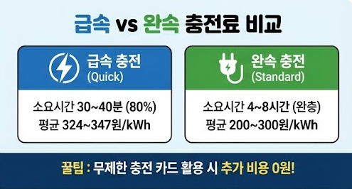 제주도 급속 vs 완속 충전료 비교