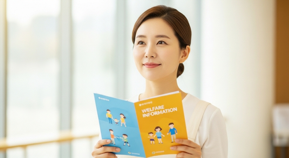 복지정보 리플렛을 손에 쥔 한부모