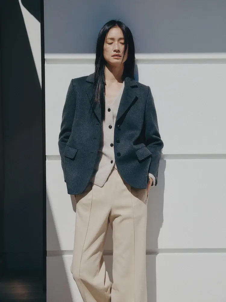 Cashmere Blended Tailored Jacket - Ash 모델컷