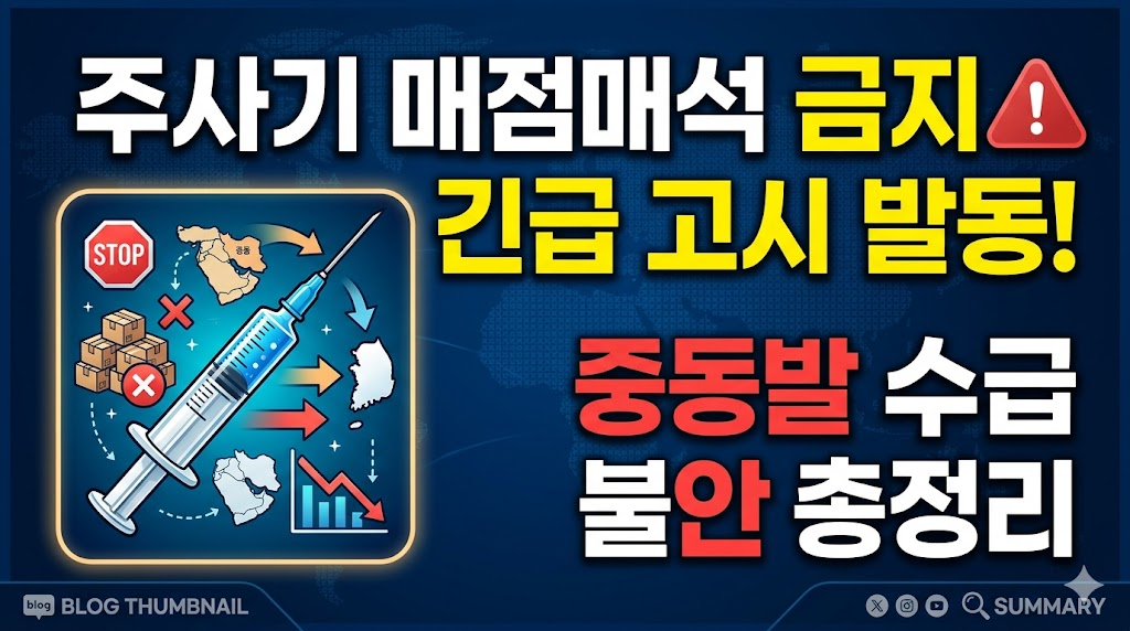 주사기 매점매석 금지 사재기하면 징역 3년! 정부, 중동발 수급불안대응 고시 발동