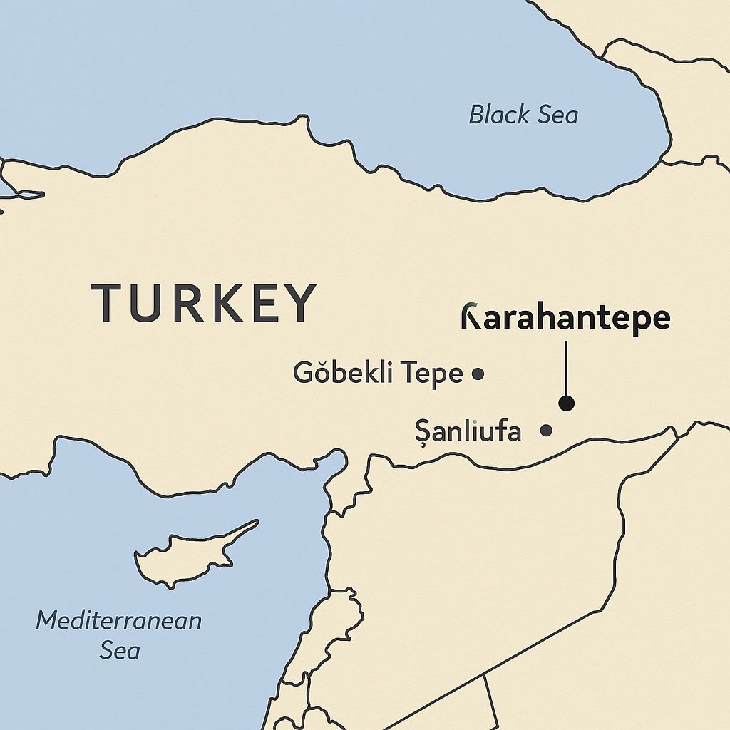 터키 남동부 샨르우르파 지역의 카라한 테페와 괴베클리 테페 위치 지도