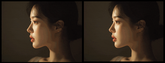 거리감 연출, 인물의 옆모습에서 서서히 멀어지는 풀백 카메라 무빙, 고독하고 쓸쓸한 분위기와 여백의 확장 영상_Midjourney