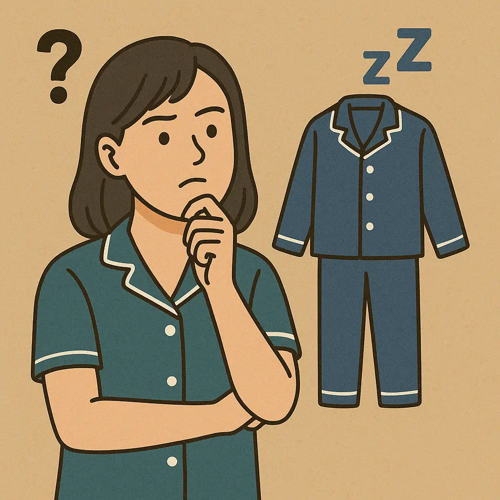 잠옷을-입고-자는-것이-수면에-도움이-되는지-고민하는-여성