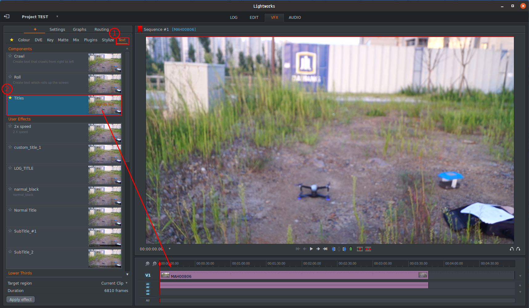 라이트웍스 텍스트 효과 넣기