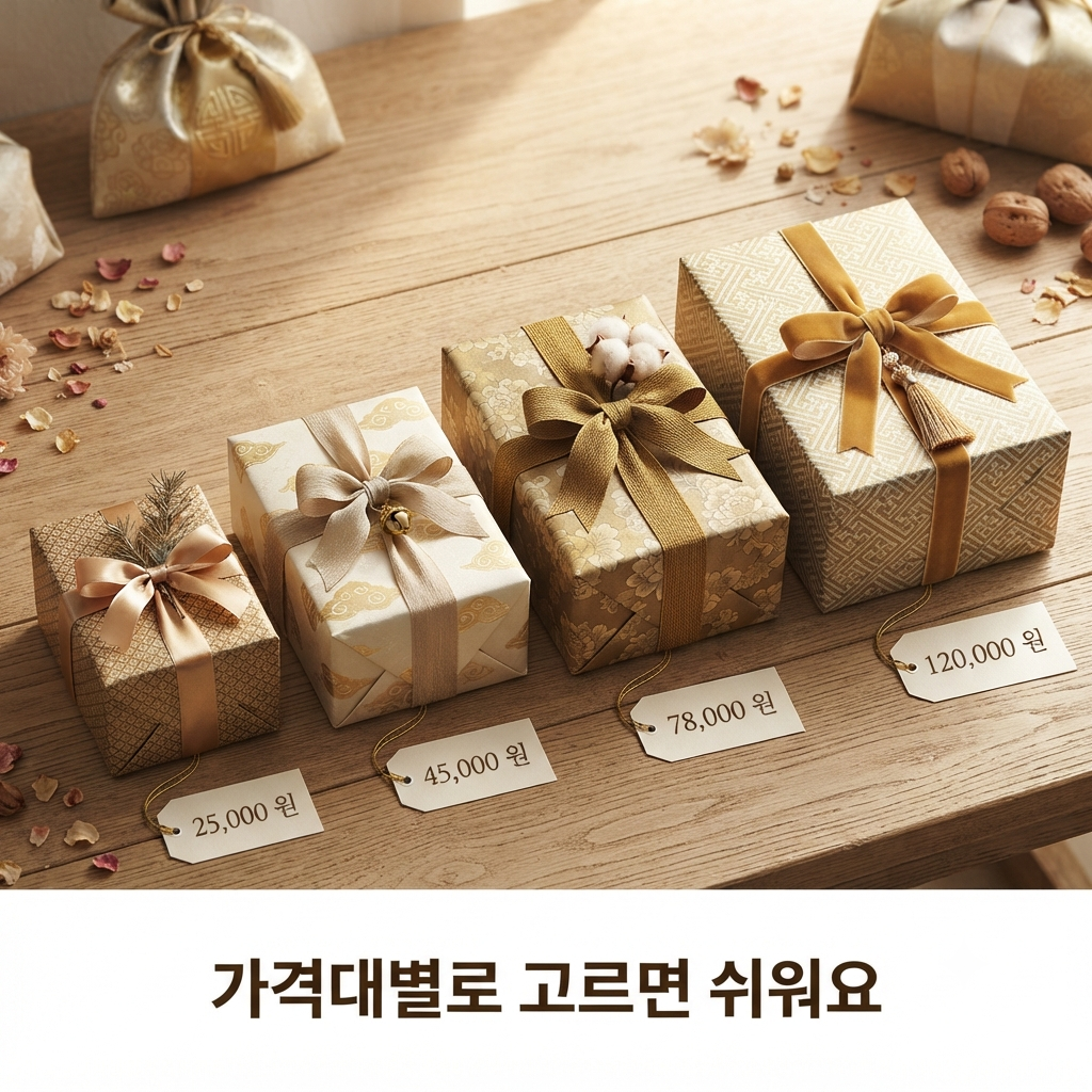 추석 선물 가격대별 구성 비교 이미지
