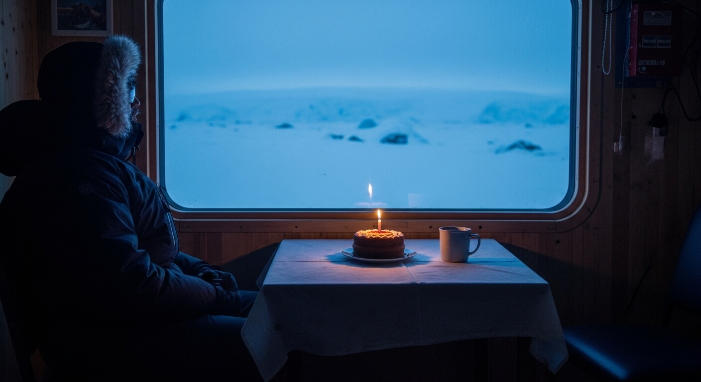 남극 연구소에서 혼자 보내는 생일 관련 사진