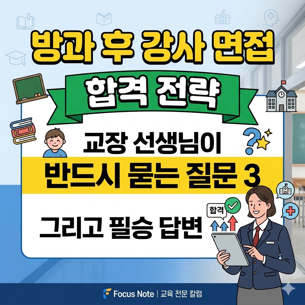 방과 후 강사 면접 합격 전략 교장 선생님 핵심 질문 3가지와 답변 예시