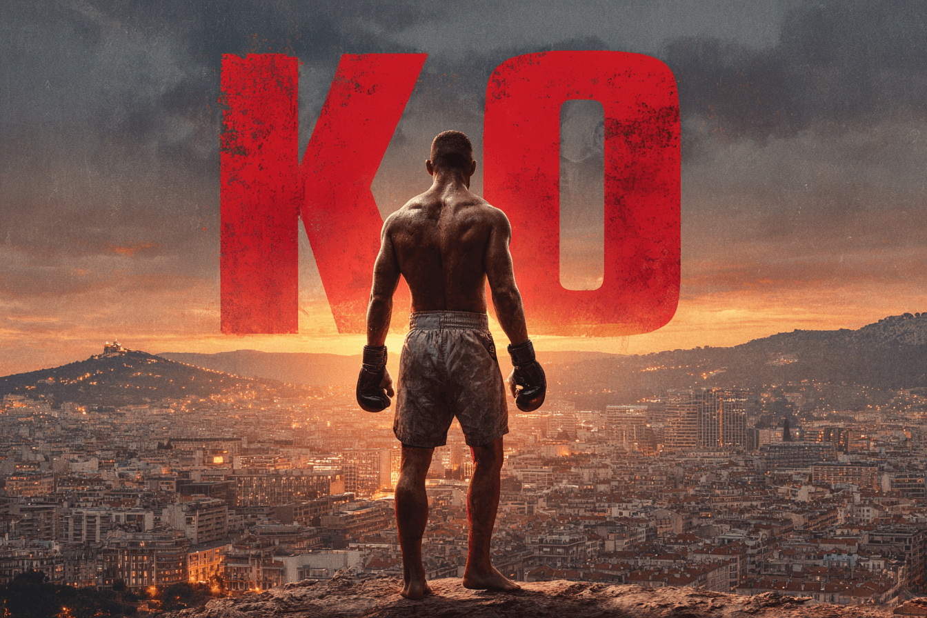 산-정상에-서-있는-파이터-이미지와-KO-로고