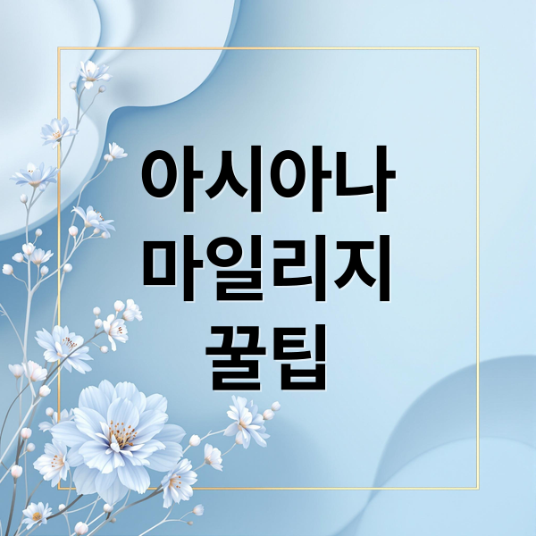 아시아나 마일리지 100% 활용법: 항공권부터 일상까지 알뜰하게