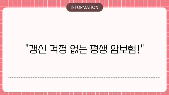비갱신 암보험 비교사이트 갱신 없이 평생 복이다.