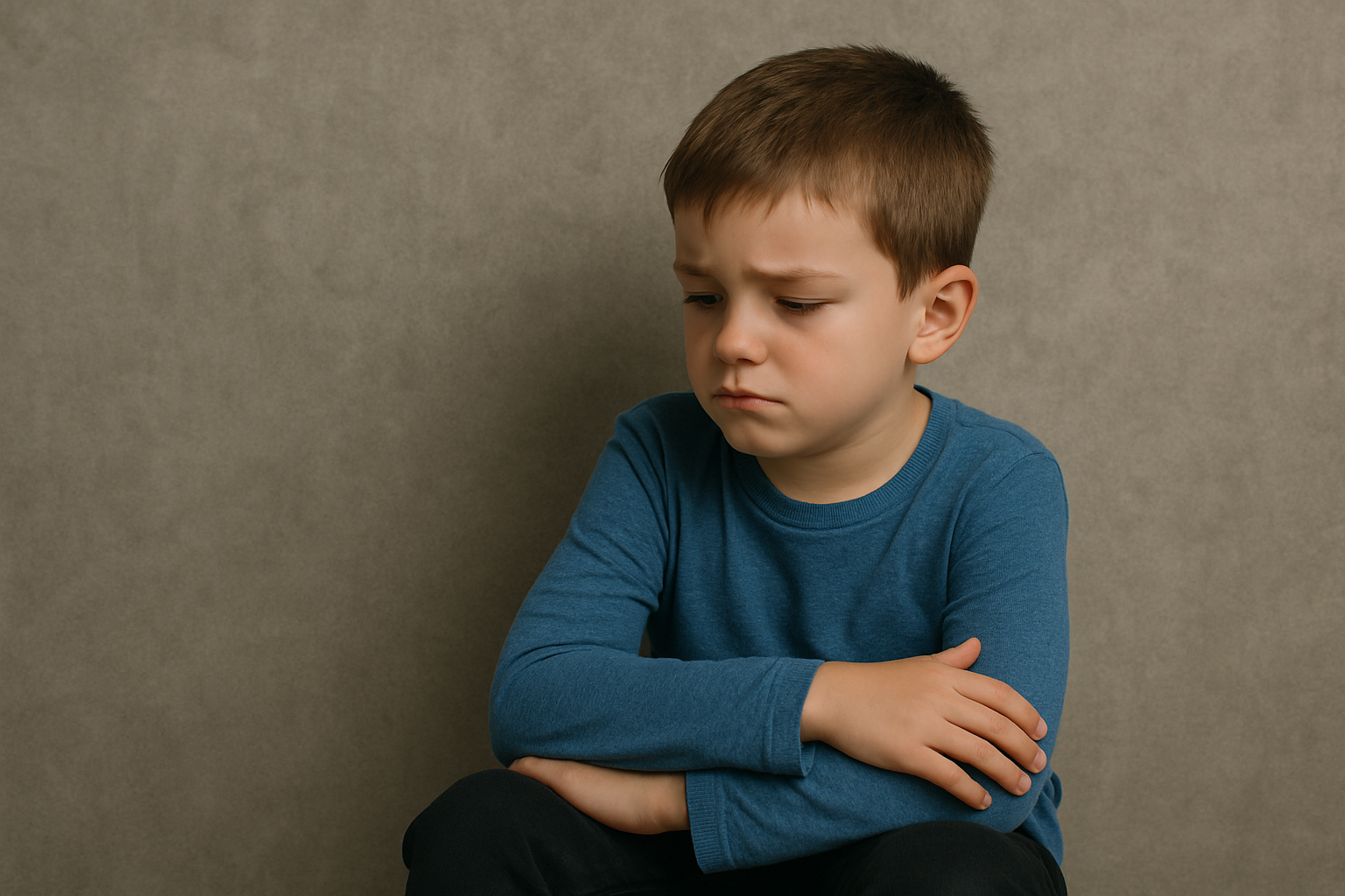 자존감이 낮거나 위축된 감정을 표현하는 아이 모습