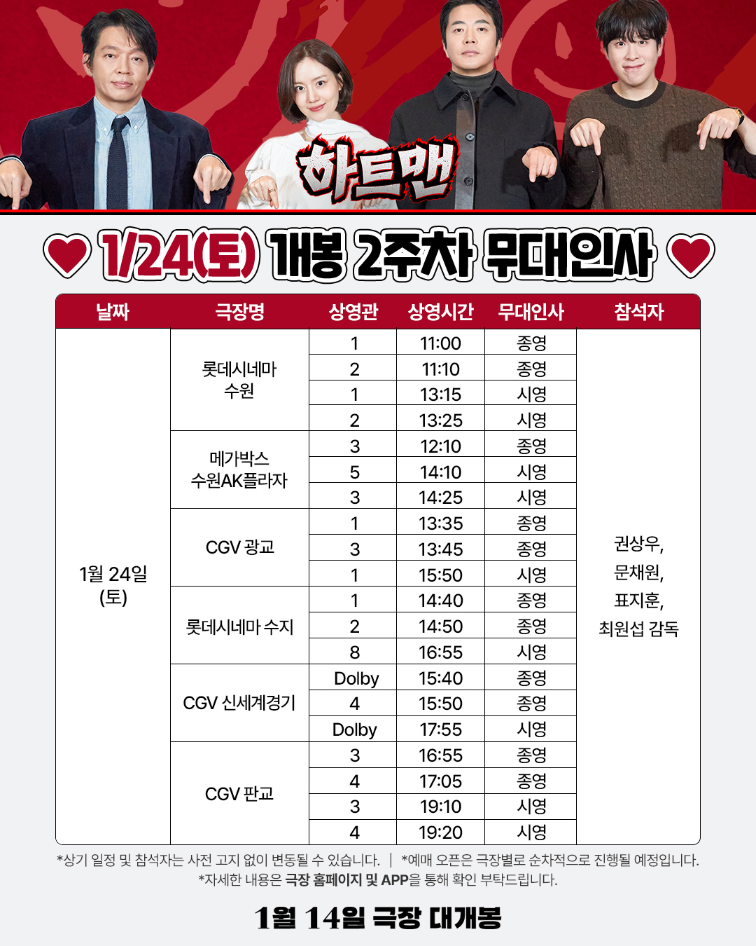 하트맨 개봉 2주차 무대인사(1/24)