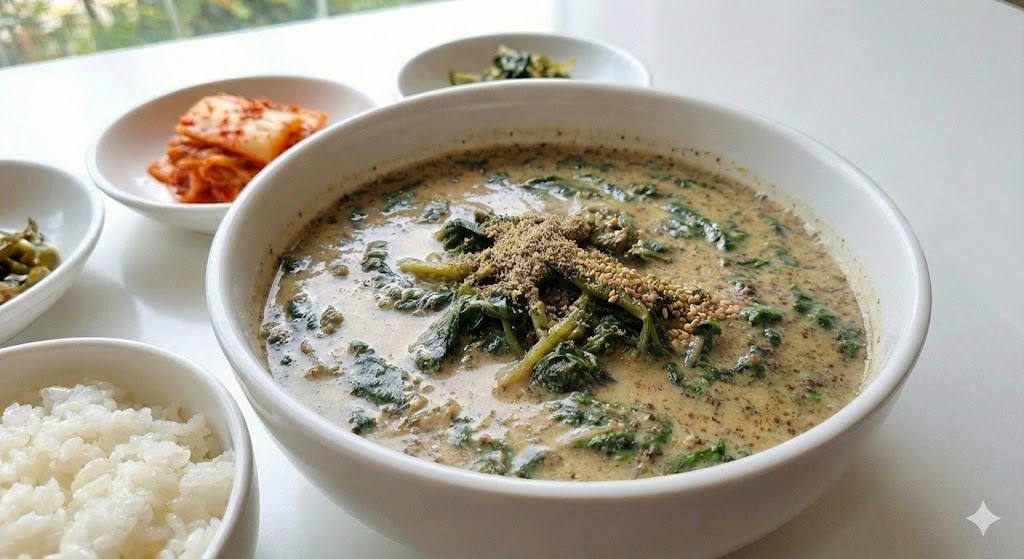 들깨의 마그네슘이 비름나물의 칼슘 흡수를 도와 골다공증을 예방하고 뼈 조직을 무쇠처럼 튼튼하게 만드는 고영양 들깨비름국