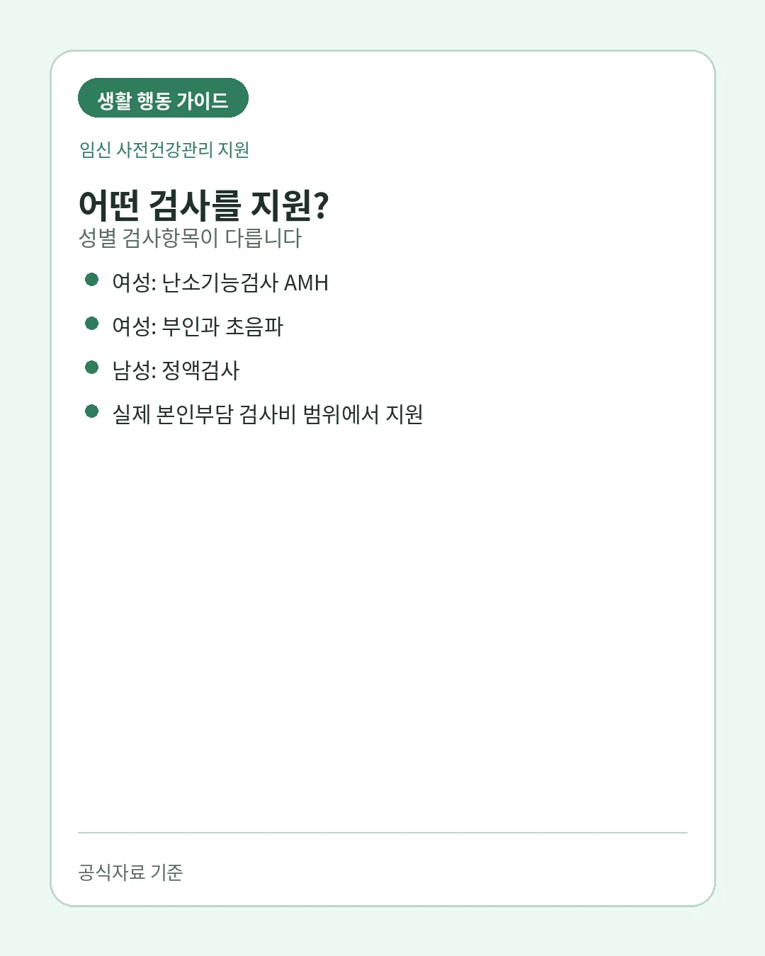 임신 사전건강관리 여성 남성 검사비 지원내용